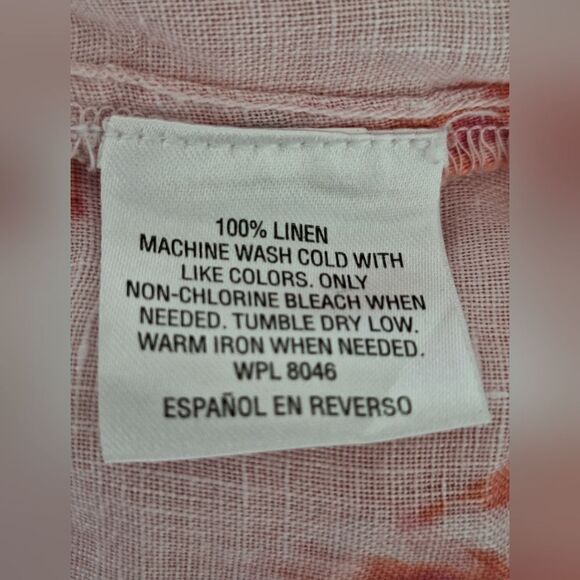 Charter Club 100% linen button up blouse floral print size L - Picture 5 of 6